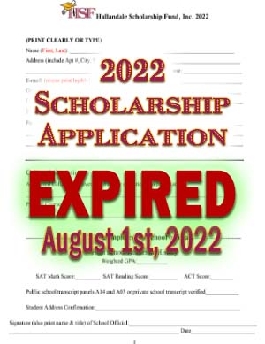 2022 Hallandale Scholarship Application